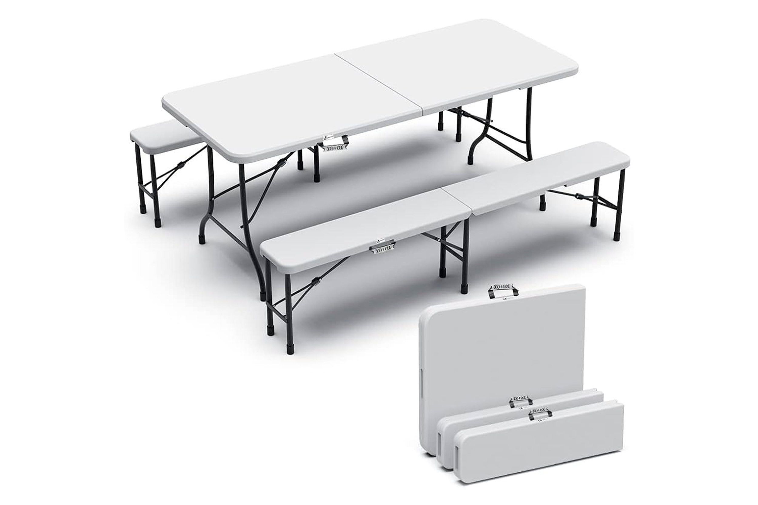 SET TAVOLO IN PVC PIEGHEVOLE E PANCHE IN PVC